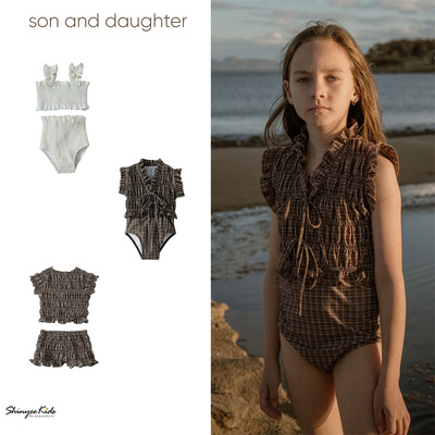 Shinyee▲son and daughter ss26春夏女童沙滩花边泳衣泳裤套装