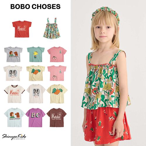 7Shinyee▲bobo choses ss26春夏儿童休闲短袖T恤 吊带衫上衣