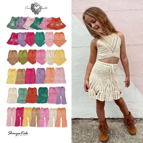 5折Shinyee▲cinta巴厘岛度假风儿童钩针编织半裙流苏裙微喇裤
