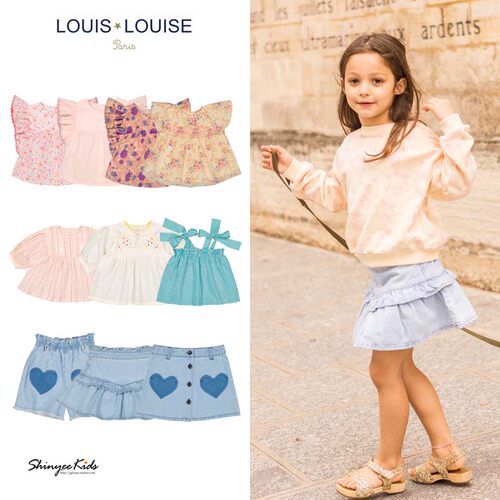 5ZShinyee▲louis louise ss25春夏女童甜美上衣衬衫牛仔短裙短裤
