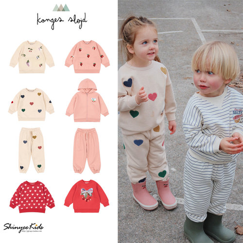 5ZShinyee▲konges slojd aw25秋冬儿童日常休闲亮片卫衣卫裤外套