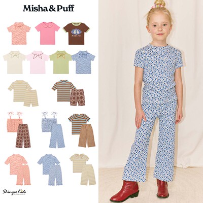 7ZShinyee▲misha puff ss26儿童短袖领结领T恤吊带衫休闲裤子