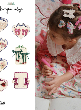 6ZShinyee▲konges slojd aw25秋冬女童独角兽樱桃发夹蝴蝶结抓夹