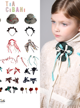 5ZShinyee▲tia cibani aw25女童个性蝴蝶结发夹发箍帽子草帽