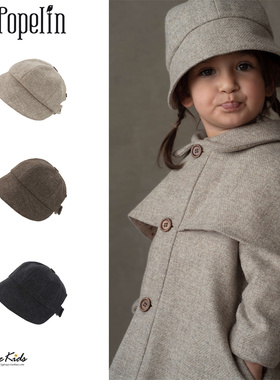 6ZShinyee▲popelin a25秋冬儿童外出保暖纯色毛呢帽子复古礼帽