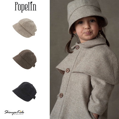 6ZShinyee▲popelin a25秋冬儿童外出保暖纯色毛呢帽子复古礼帽