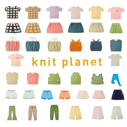 3折清仓 knit planet 春夏儿童纯棉针织上衣短裤裤子半裙套装