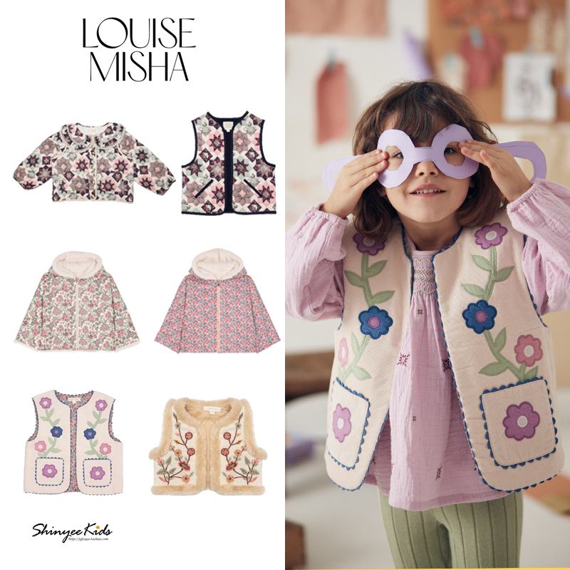 Shinyee▲Louise Misha aw24儿童拼布马甲背心法式印花棉服外套