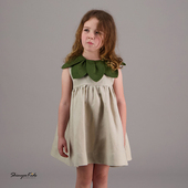 Shinyee 儿童花瓣领亚麻连衣裙 ss23春夏新款 carbon soldier
