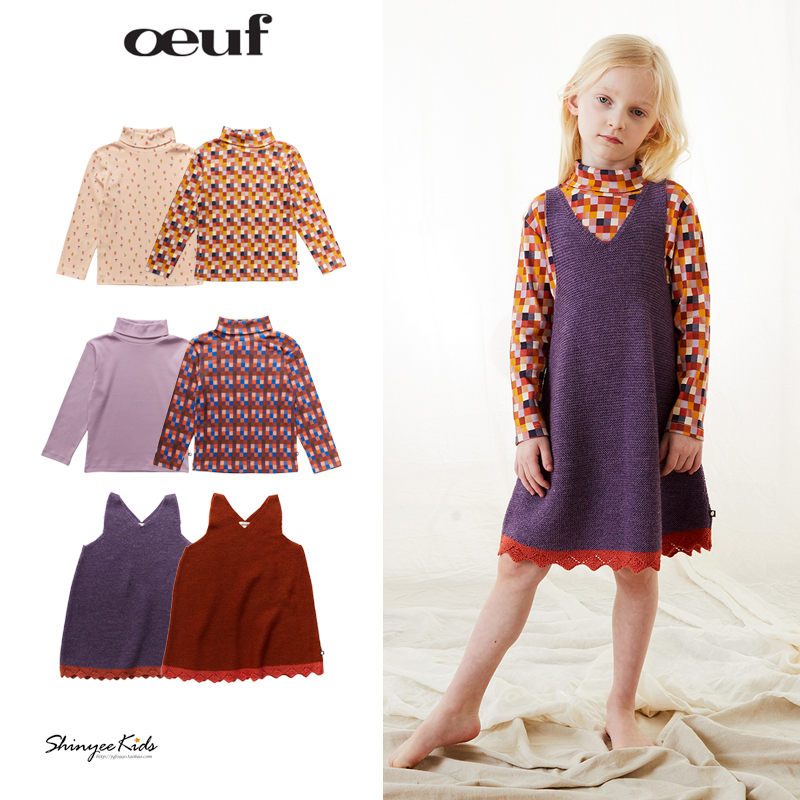 儿童匹马棉T恤羊驼毛背心裙oeuf