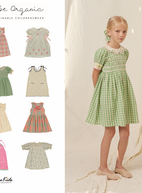 Shinyee▲bebe organic ss26春夏女童甜美刺绣连衣裙复古背心裙