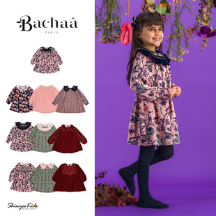 连衣裙女孩洋气丝绒裙 aw23儿童刺绣印花长袖 bachaa Shinyee