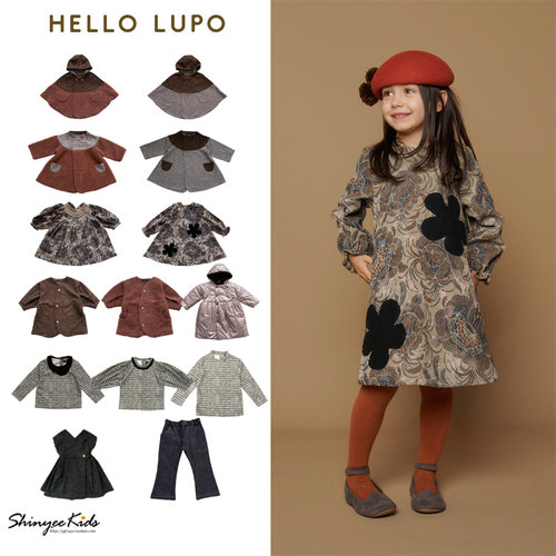 6ZShinyee▲hello lupo aw25儿童复古呢大衣外套连衣裙T恤裤子