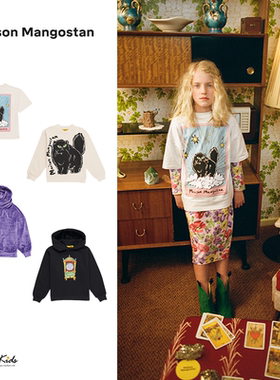 Shinyee▲maison mangostan aw23儿童猫咪T恤卫衣秋装连帽外套