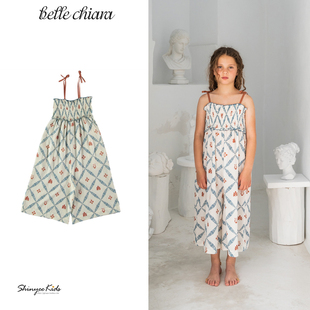 5ZShinyee▲belle chiara ss23地中海风儿童印花吊带连体衣背带裤