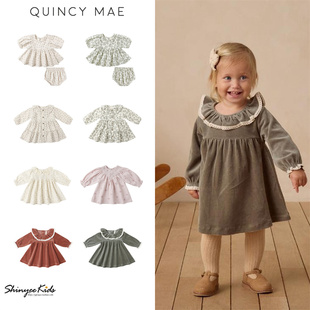 6ZShinyee mae aw25秋冬儿童小清新印花连衣裙长袖 丝绒裙 quincy