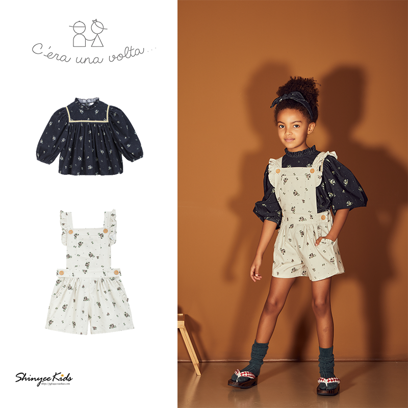 C'eraunavolta碎花衬衫背带裤