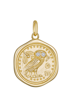 s925纯银吊坠IPROMISE经典智慧币双面猫头鹰DIY个性时尚项坠挂坠