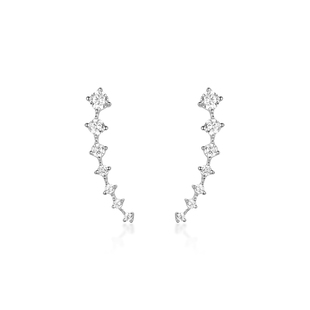 s925纯银耳钉IPROMISE经典七星连珠耳排仿钻群镶简约小众耳夹耳饰