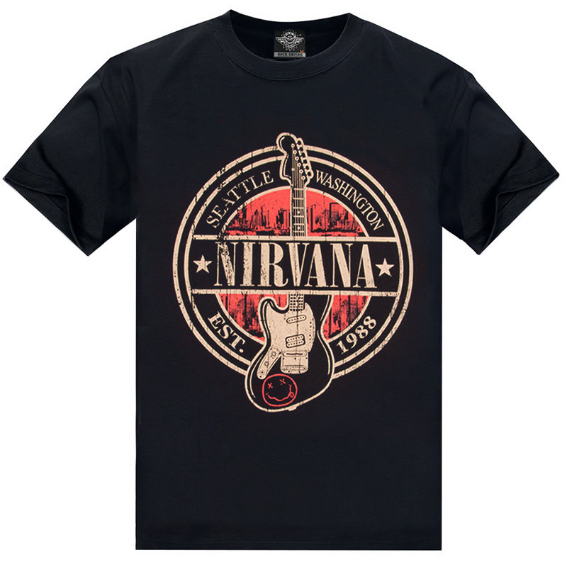 摇滚帝国 2024新款 内屏纯棉 印花T恤  摇滚乐队 涅槃 半袖圆领