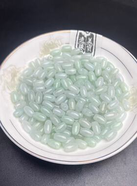 天然翡翠A货椭圆米珠转运珠