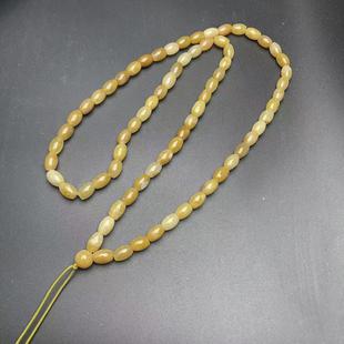 【瑕疵】天然金丝玉满圈挂绳椭圆米珠转运珠吊坠链子挂件绳