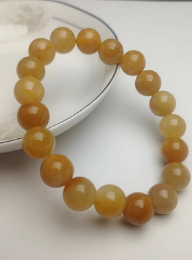 天然黄色金丝玉手链【个别珠微瑕】地摊庙会货源黄龙玉黄蜡石手串