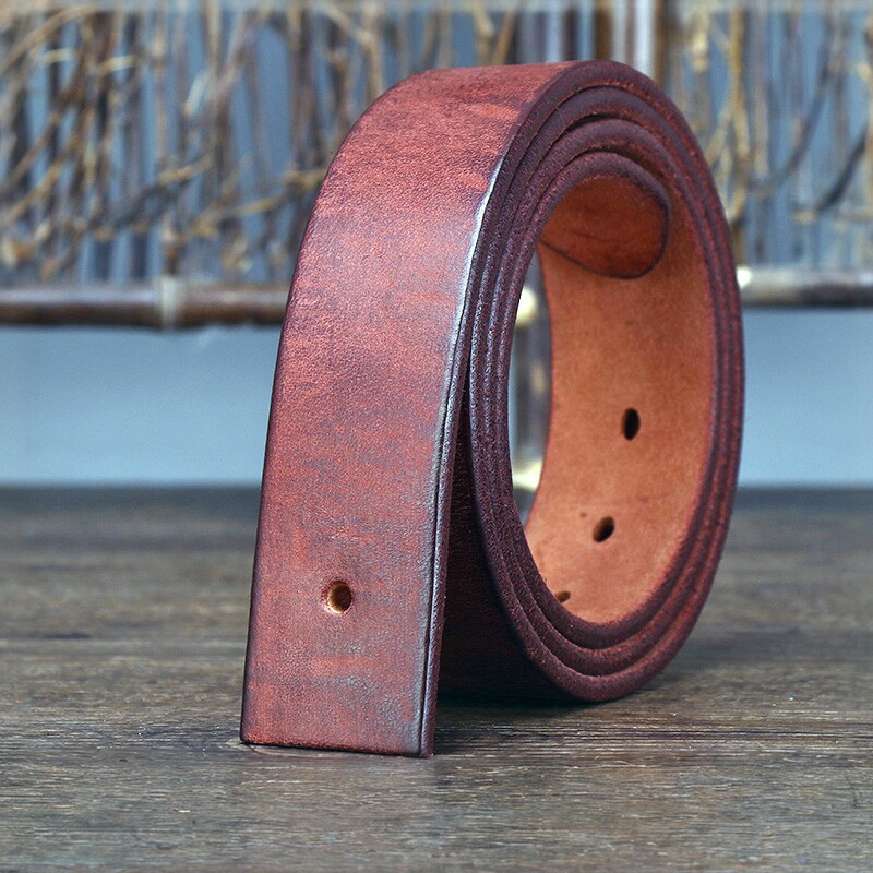 无头针扣不带头复古头层纯牛皮男士腰带无扣头皮带条裤带真皮带身