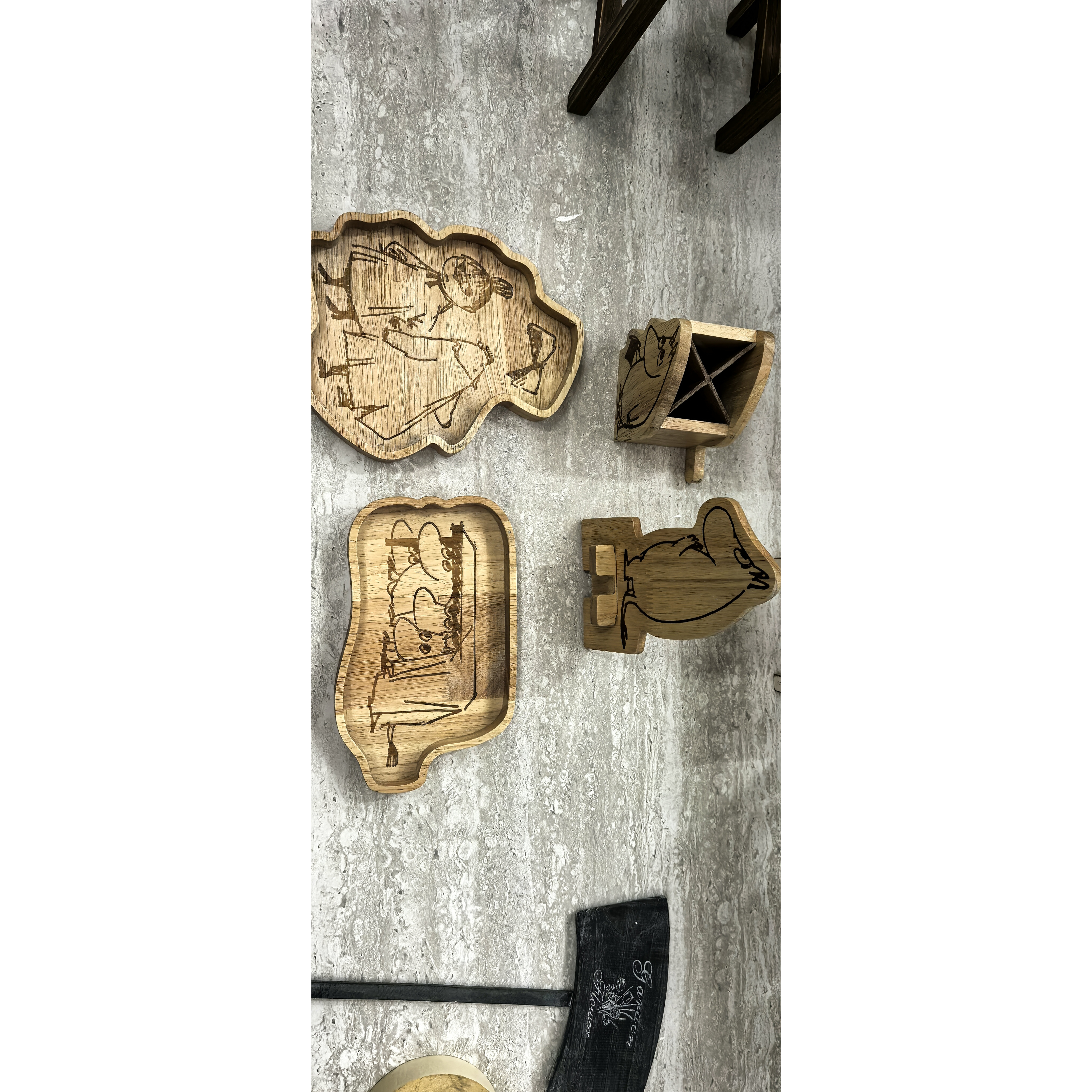 木质卡通动物手工雕刻桌面摆件