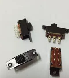 拨动开关SS22F25G4N 柄高4mm6脚2档立式滑动带螺纹耳孔 全新