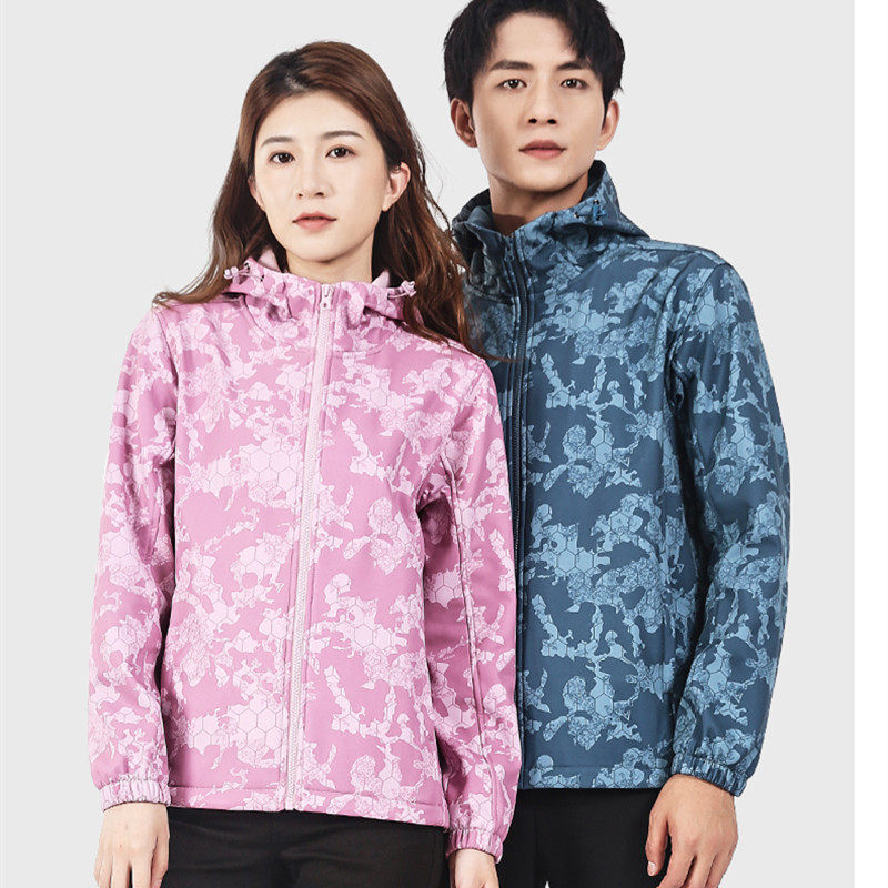 悍途户外冲锋衣女外套软壳衣秋冬防风连帽抓绒登山服男户外服保暖