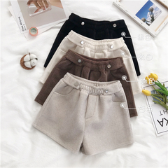 Shooting new Korean version of high waisted and thin wide leg pants and shorts, women's casual pants with woollen boots