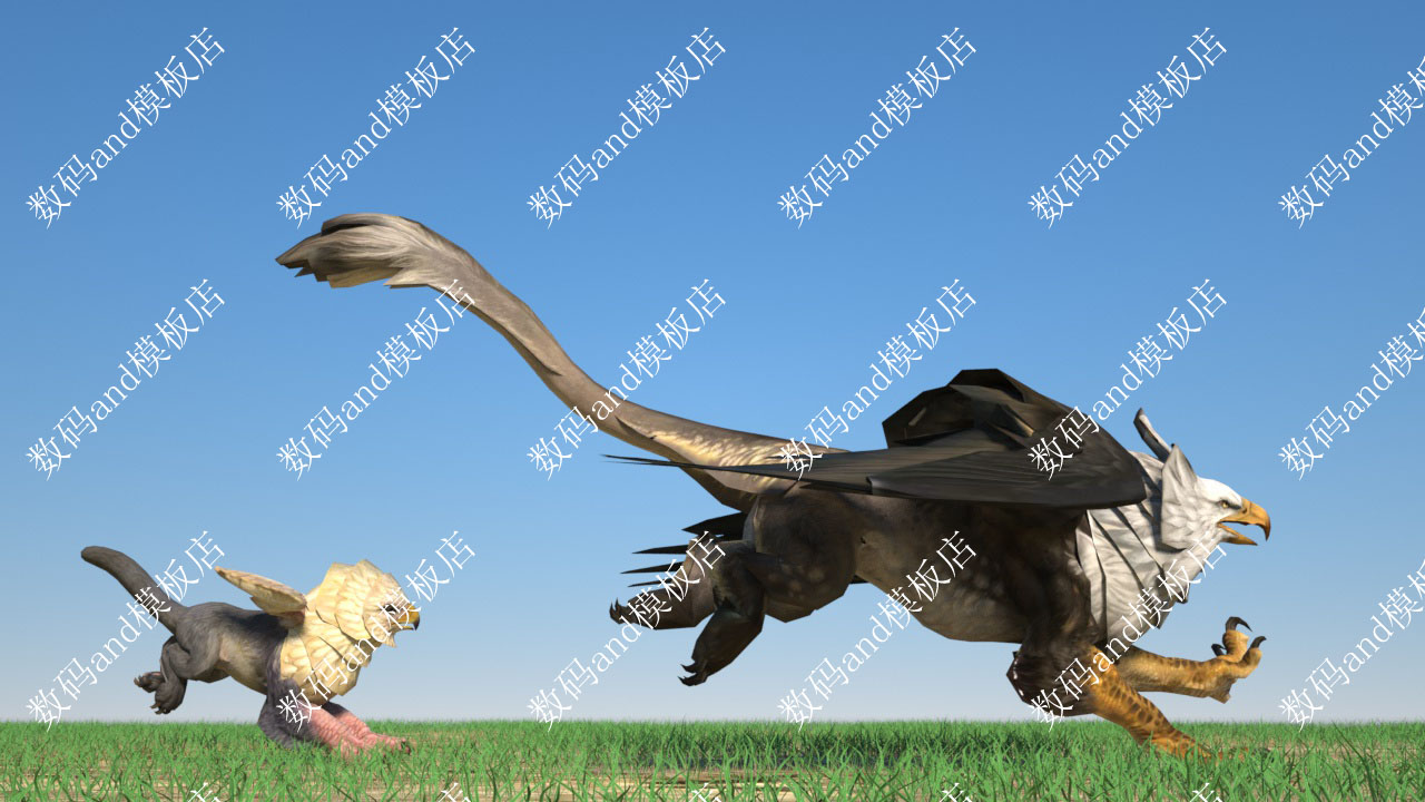 鹰兽模型动画素材 怪兽3d模型绑定动画三维模型obj fbx c4d异兽