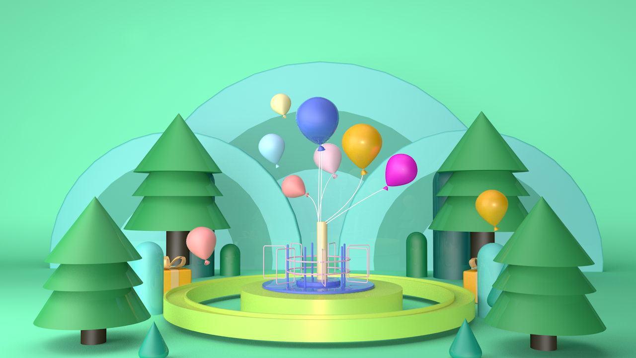 c4d动画 C231106气球-1 C4D工程文件模型设计素材场景 c4d源文件