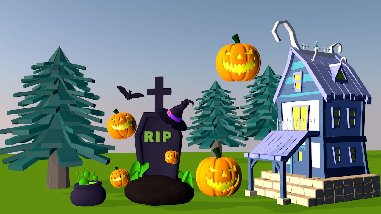 c4d动画源文件 c231030万圣节2动画 c4d南瓜模型设计素材 c4d动画