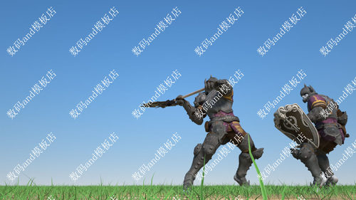 战士武士士兵战斗场景模型动画素材3d绑定三维模型objfbx c4d战斗
