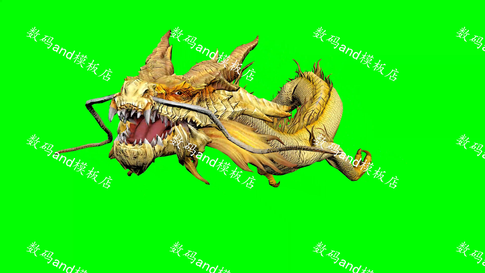 中国龙特效绿幕素材高清绿幕抠像pr剪映ae绿布视频合成素材金龙