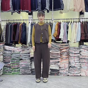 2026春季新款百搭长袖圆领时尚马甲外套上衣休闲妈妈装女三件套裤