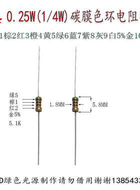 各种阻值4分之1W电阻0.25W 20只=0.4 色环电阻0.25W碳膜电阻