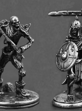 合金属桌面摆件手办兵人模型亡灵骷髅战士玩具礼物男个性创意人仔