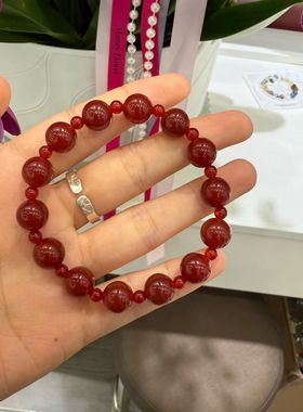 天然水晶红玛瑙手链温润如霞光流转时尚个性百搭显肤色手串