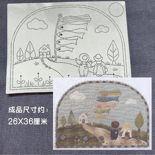 手工DIY拼布软模板图纸纸型拓图工具 苏姑娘与比利鲤鱼旗壁饰