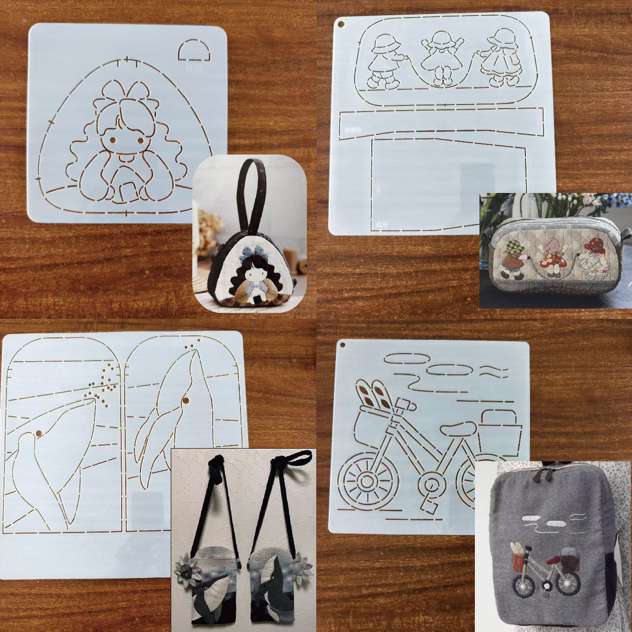 手工DIY描图工具拼布软模板苏姑娘横长收纳包饭团鲸鱼手机包模板