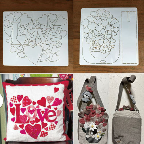 情人节刺绣爱心拼布模板