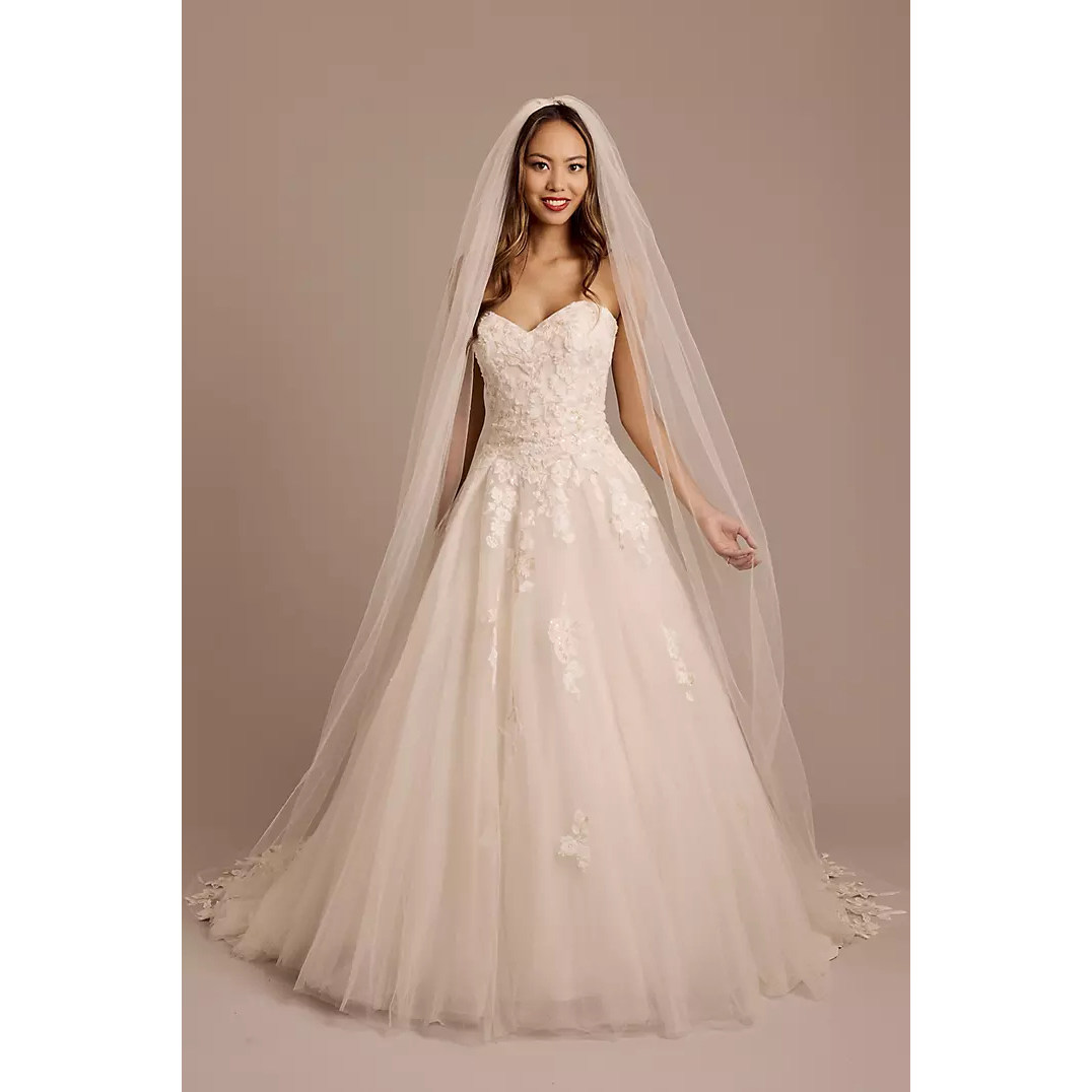 2025 02美国专柜正品代购Oleg 新娘结婚大拖尾头纱头巾绣花薄纱
