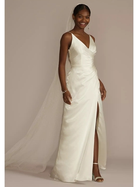 2025 02美国直邮专柜正品代购DB studio新娘结婚长裙白色V领婚纱