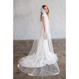 Brides新娘结婚大拖尾头纱头巾绣花薄纱 代购 2025 02美国专柜正品