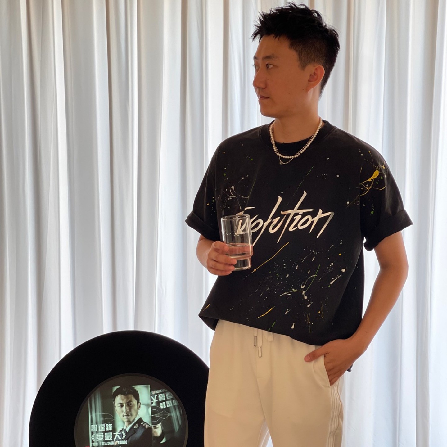 Evolution谢霆锋2025进化演唱会同款短袖t恤洗水做旧磨破半袖上衣