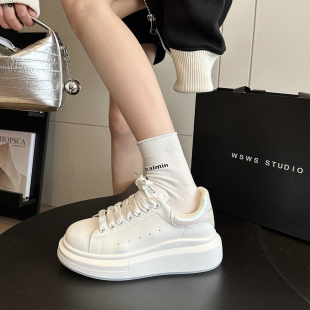 板鞋 WSWS|高品质新款 休闲鞋 女鞋 显瘦真皮增高5cm轻便厚底小白鞋