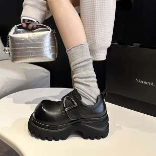 单鞋 WSWS｜6.5cm韩系增高厚底真皮配阔腿裤 女小皮鞋 乐福鞋 春新款
